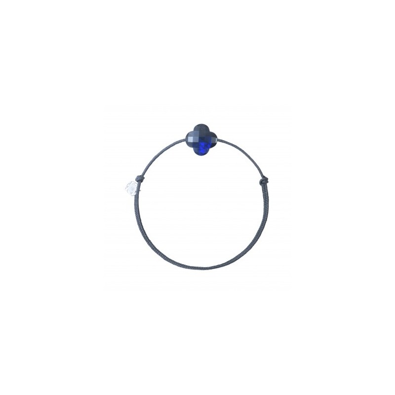 Bracelet Argent Labradorite noire trefle