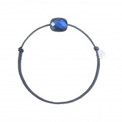 Bracelet Argent Labradorite noire coussin