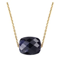 Collier Or et Pierres Pietersite bleue coussin