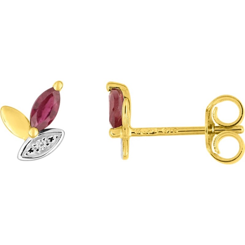 Boucles Or et Pierres Rubis et Oxyde
