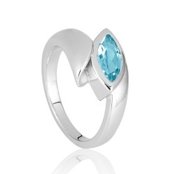 Bague Argent Topaze bleue traitée