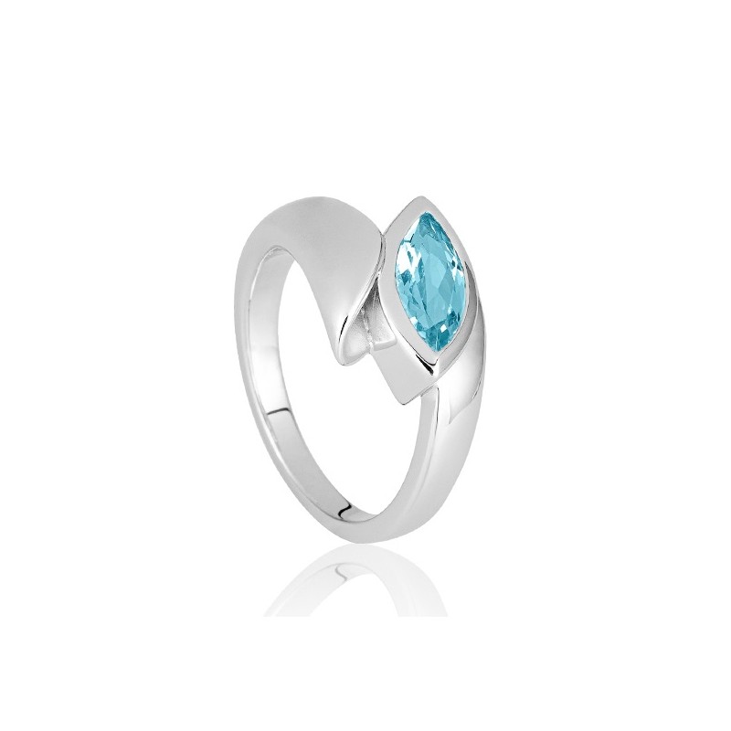 Bague Argent Topaze bleue traitée