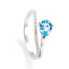 Bague Or et Pierres Fines Topaze bleue traitée & Diamants