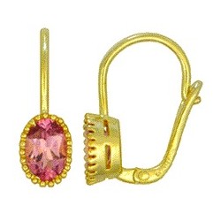 Boucles Or Pendantes et Pierres Tourmalines roses