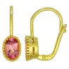 Boucles Or Pendantes et Pierres Tourmalines roses