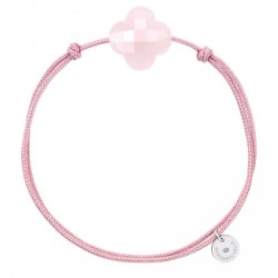 Bracelet Argent Quartz Rose poudré Trèfle