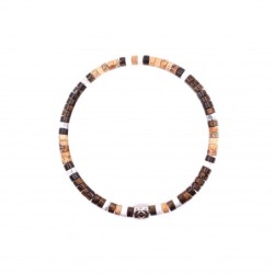 Bracelet Argent Heishi Brun 4 mm
