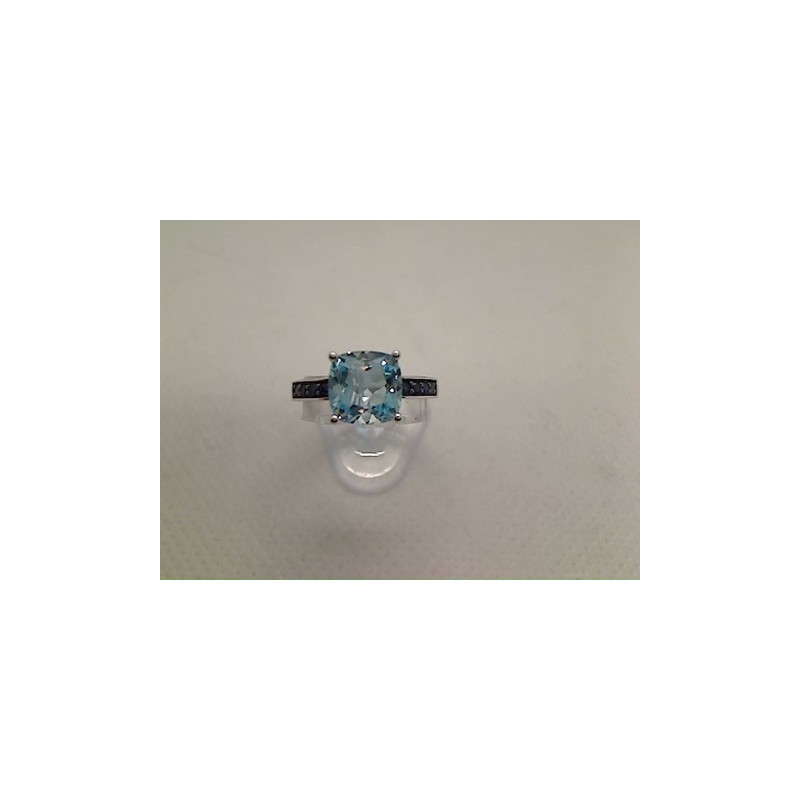 Bague Or et Pierres Fines Topaze Bleue traitée et Saphirs