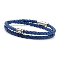 Bracelet Argent et cuir 2 tours