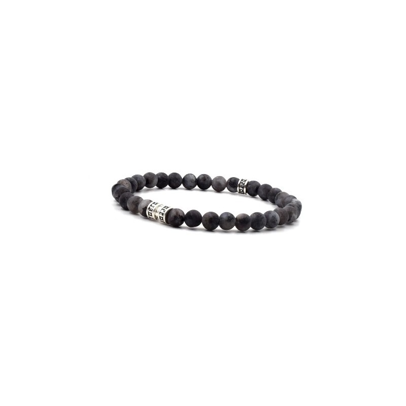 Bracelet Argent Labradorite Noire Mat 6 mm