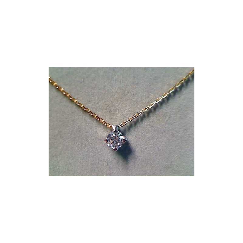 Collier Or et Pierres Diamant serti 4 griffes sur or blanc