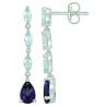 Boucles Or Pendantes et Pierres 2 Iolites & 6 Topazes bleues
