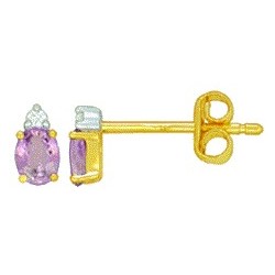 Boucles Or et Pierres Saphirs violets & Diamants