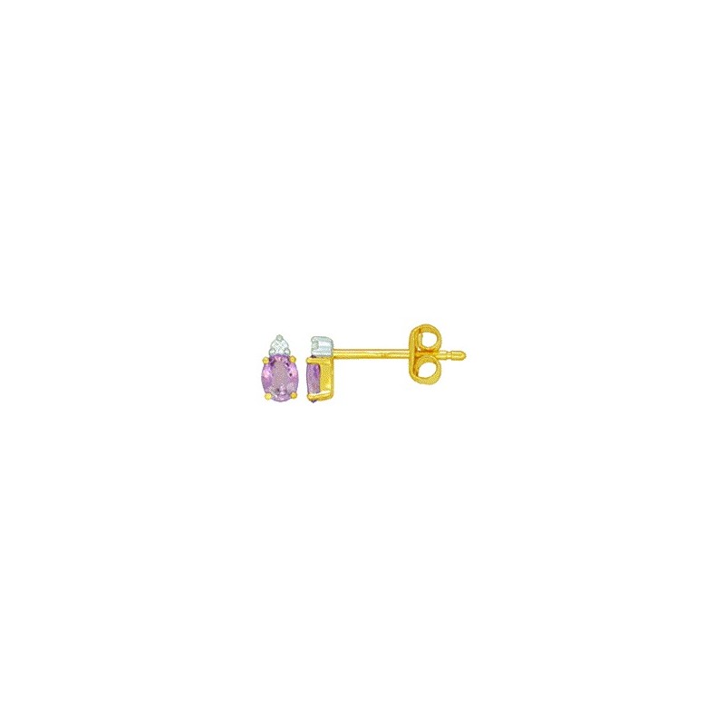Boucles Or et Pierres Saphirs violets & Diamants