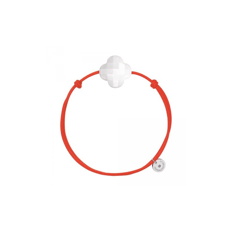 Bracelet Argent Agate Blanche Trefle