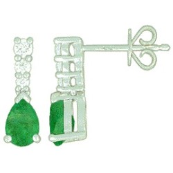 Boucles Or Pendantes et Pierres Emeraude & Diamants