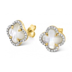 Boucles Or et Pierres Diamants et Nacre- Victoria