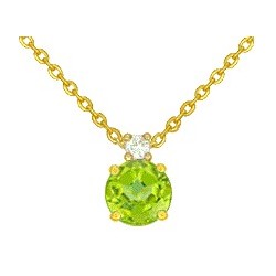 Collier Or et Pierres Péridot et Diamant