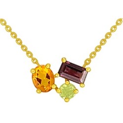 Collier Or et Pierres Citrine 0,35 ct - Péridot 0,12 ct et Rhodolite 0,40 ct