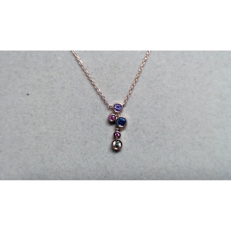 Collier Or et Pierres Saphirs multi-couleurs