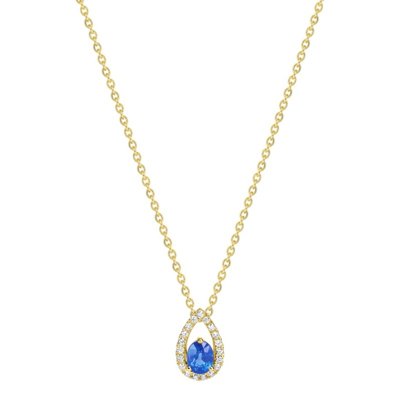 Collier Or et Pierres Saphir et Diamants