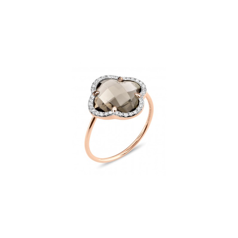 Bague Or et Pierres Fines Quartz fumé et Diamants