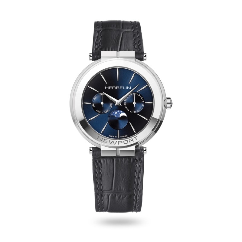Montre Homme bracelet cuir Newport slim phase de lune