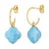 Boucles Or et Pierres Turquoise Trefle