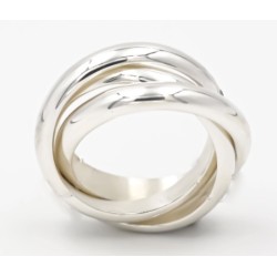 Bague Argent 3 anneaux 1/2 jonc 4x2 mm