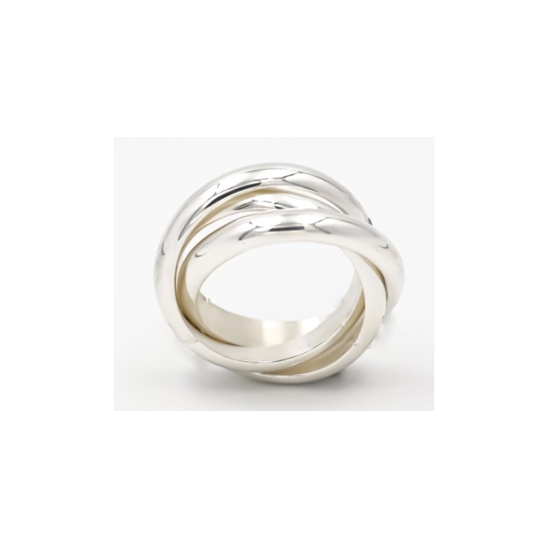 Bague Argent 3 anneaux 1/2 jonc 4x2 mm