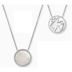 Collier Argent Rose des Vents sur nacre