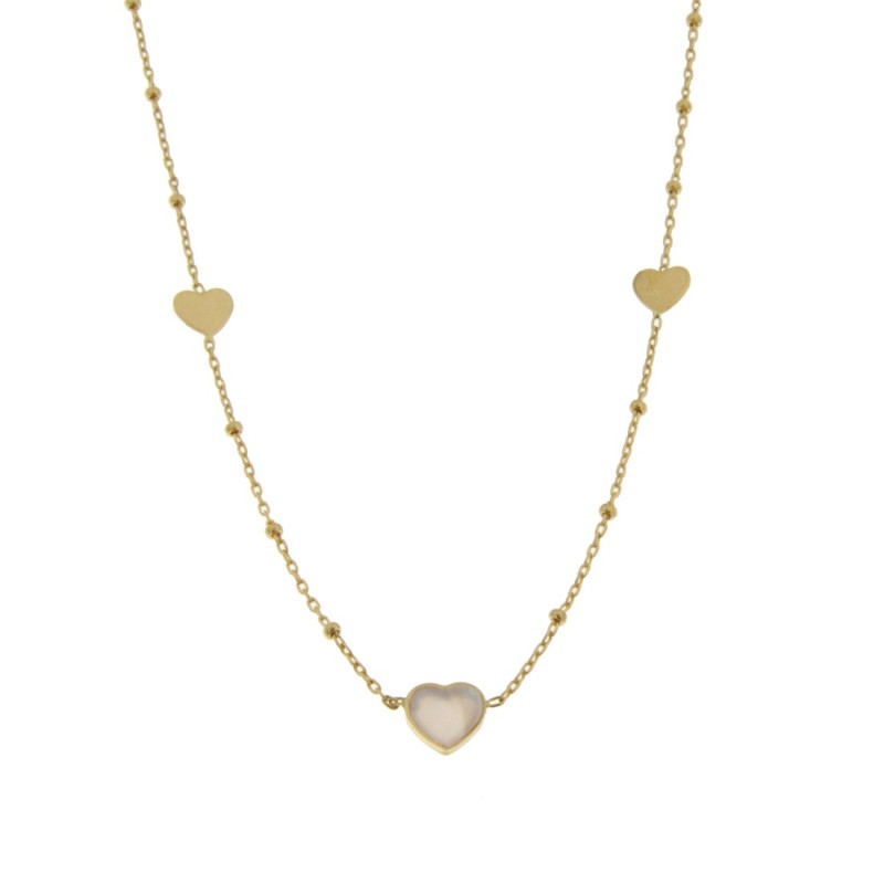 Collier Or et Pierres Nacre forme Coeur